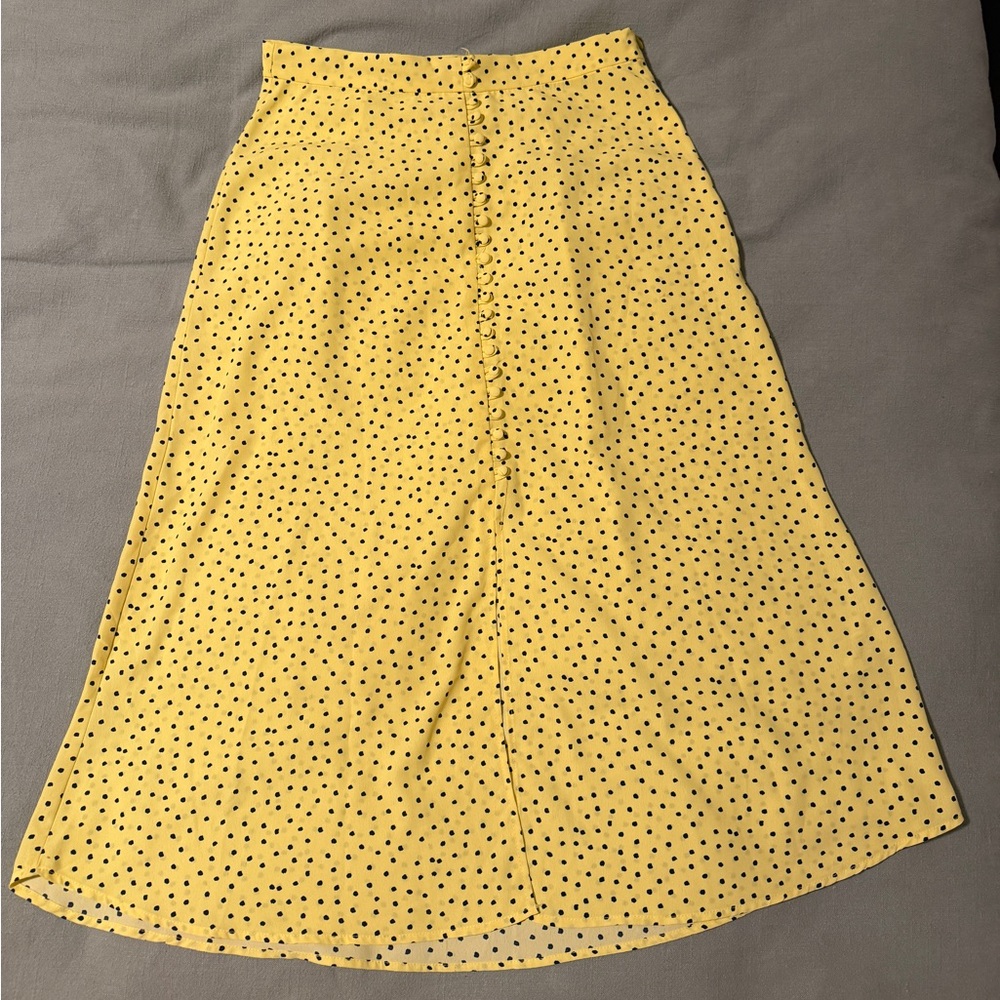 Spirit Yellow and Black Polka Dot A-Line Skirt